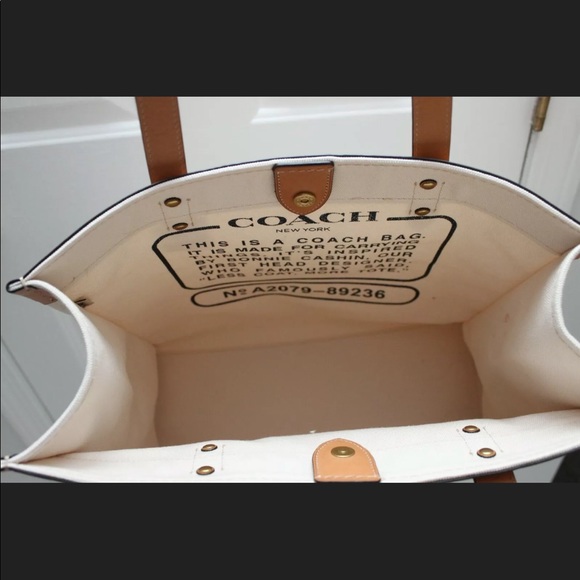 COACH LOVE CANVAS TOTE 38 BAG LEATHER TRIM - Picture 1 of 5